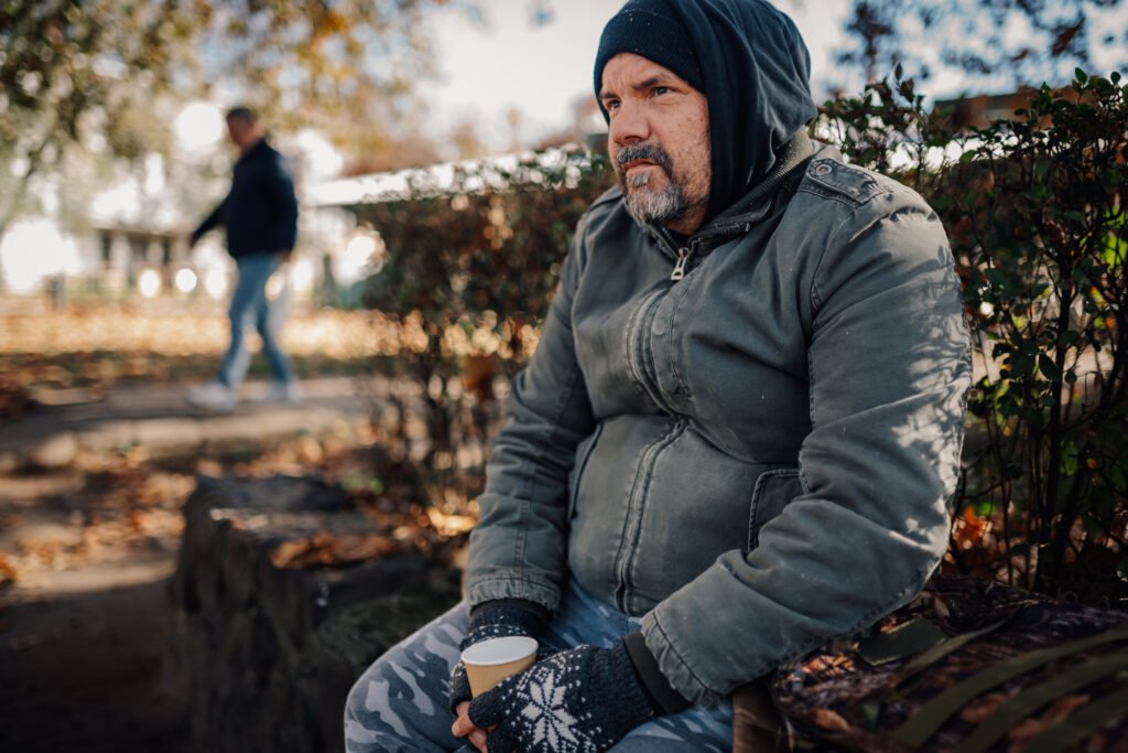 Man experiencing the devastating effects of addiction before entering affordable sober living and residential recovery services in Columbus, Ohio.